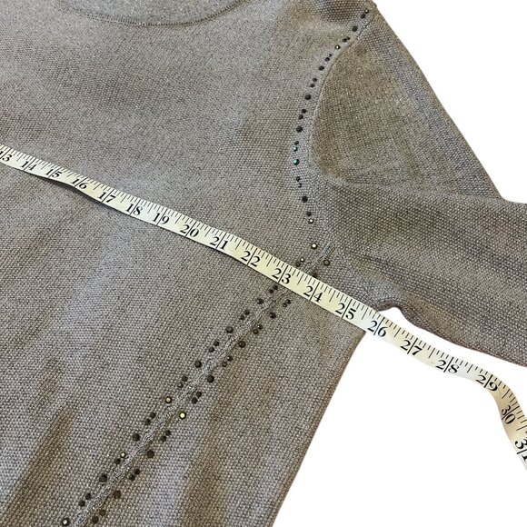 JOSEPH RIBKOFF 🇨🇦 Crew Neck Knit Top Size XXL 75% Cotton Long Sleeves Metallic - Picture 11 of 12